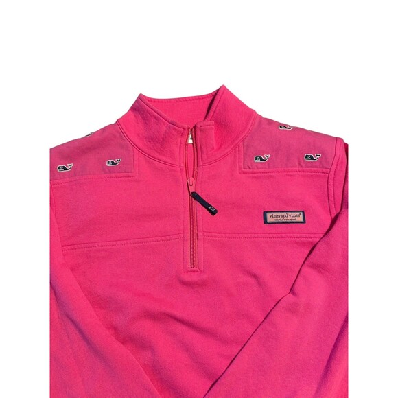 Womens VINEYARD VINES sweatshirt pink 1/2 Zip Stripe SHEP SHIRT Medium M - Picture 2 of 7